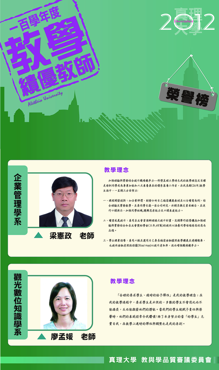 100學年教學績優教師：梁憲政老師、廖孟媛老師圖片